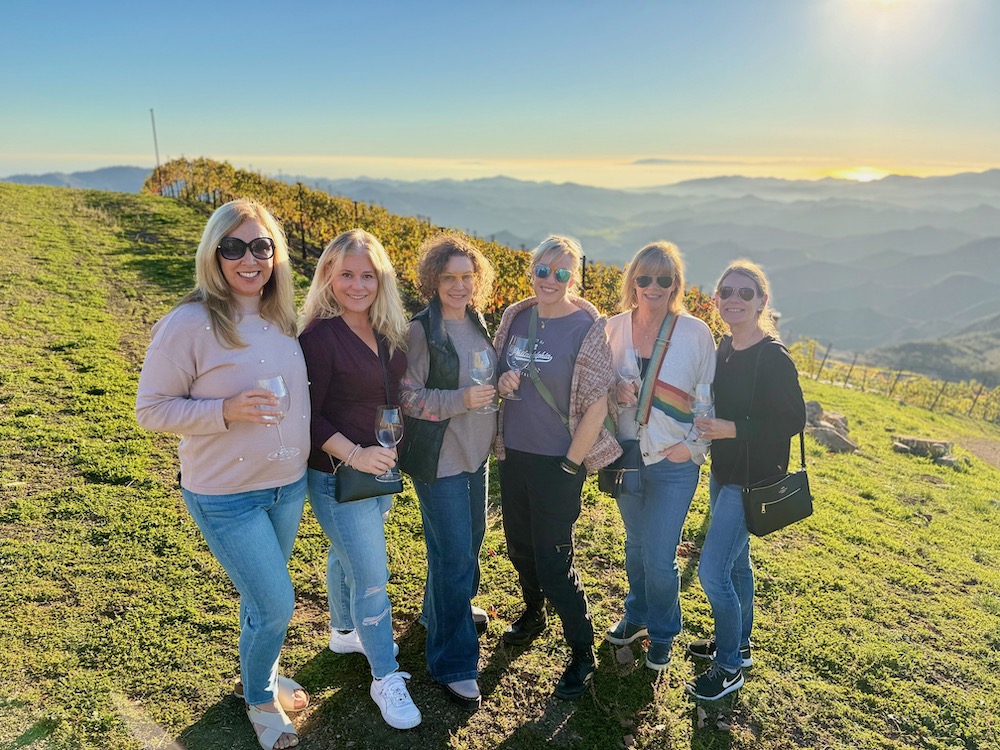 moms in mountain vineyard