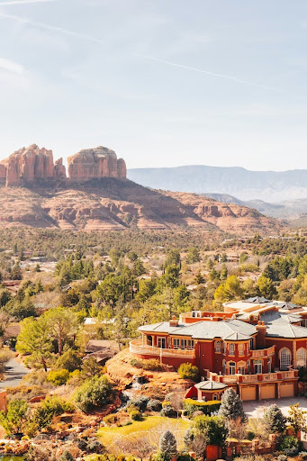 Sedona red rock landscape view from resort Enchantment Resort family travel Arizona
