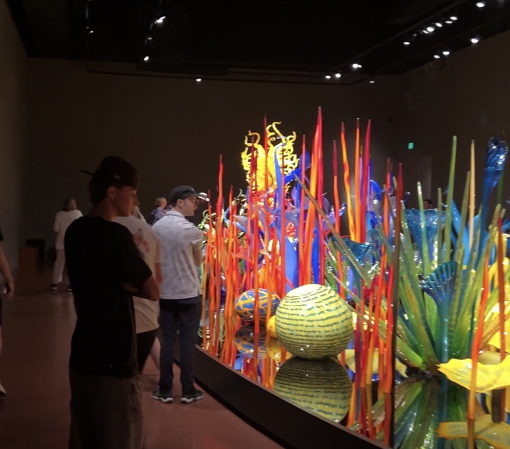 Walking past the Chiluly Glass garden display