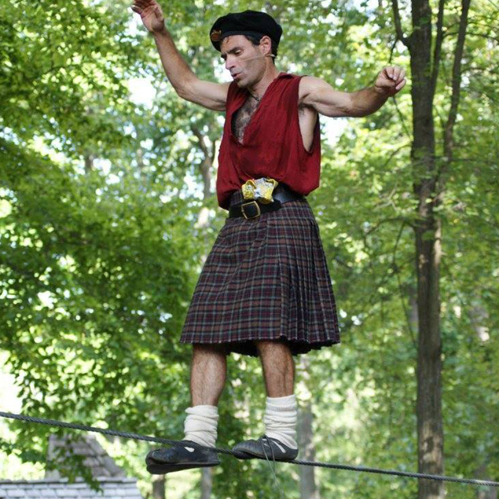 Squire of the Wire, a performer at the Great Lakes Medieval Faire. 