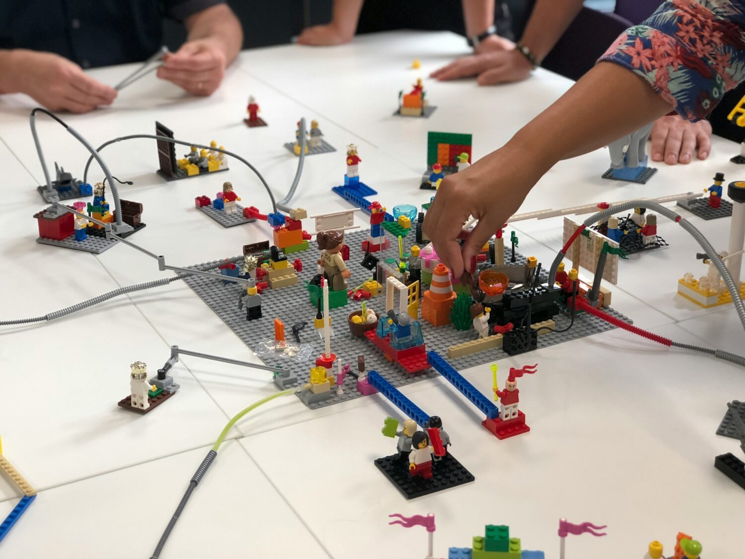 Kids playing with Lego display. Kansas City with kids.