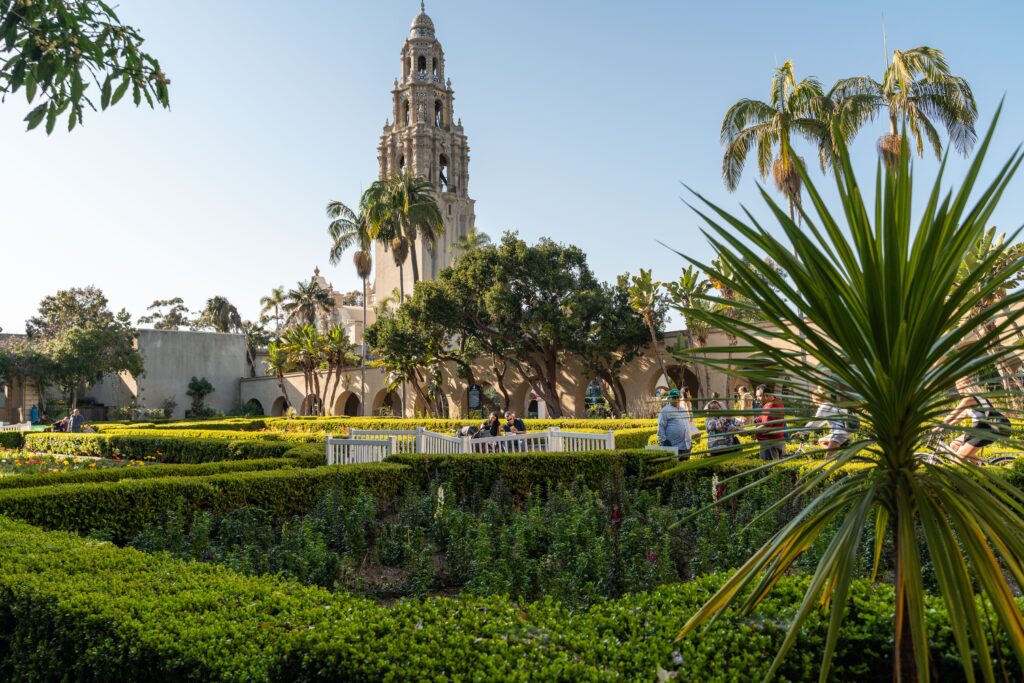 Gardens, and buildings at Balboa Park.