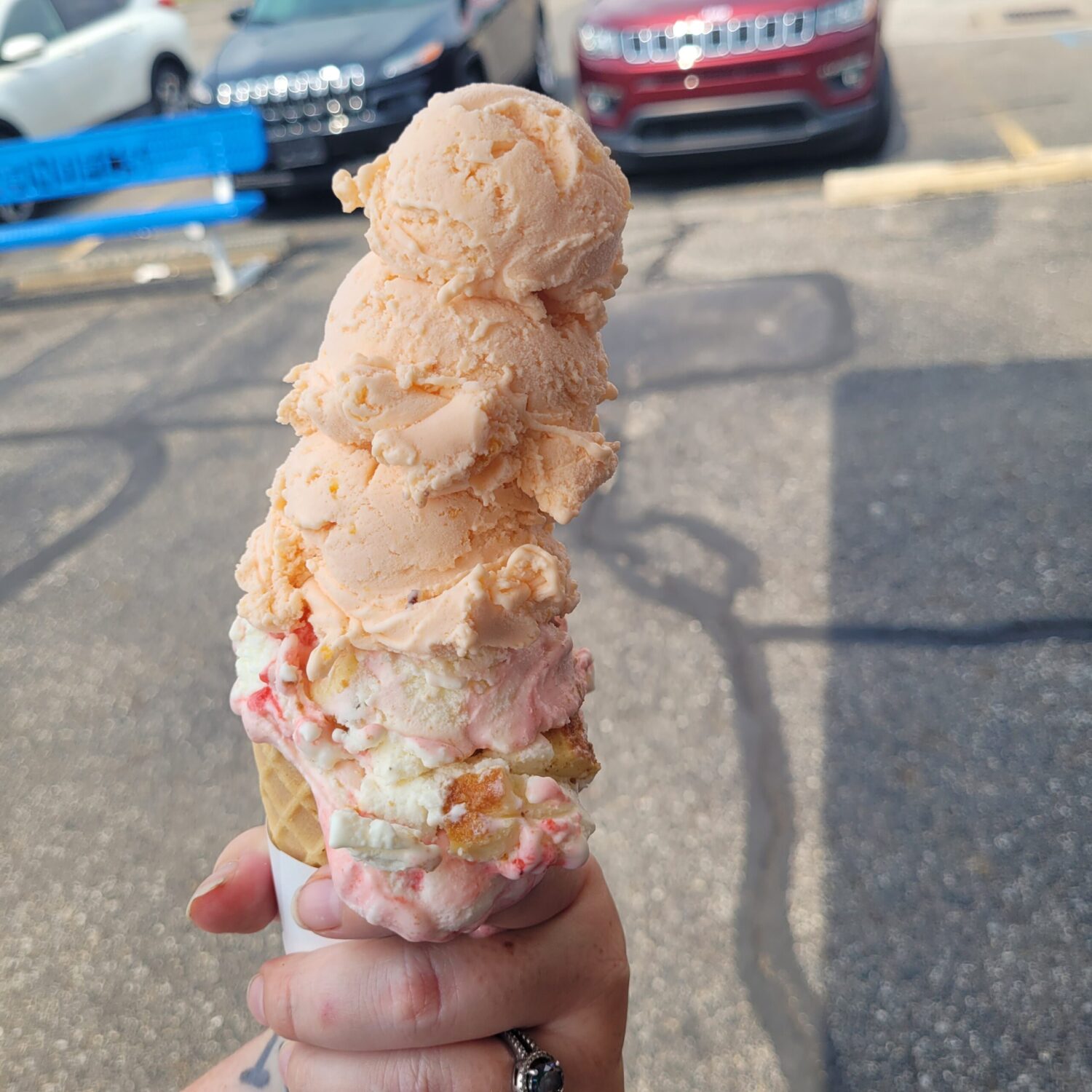 Ice Cream cone from Handel's Ice Cream in Northfield. Cuyahoga Valley National Park for families. 