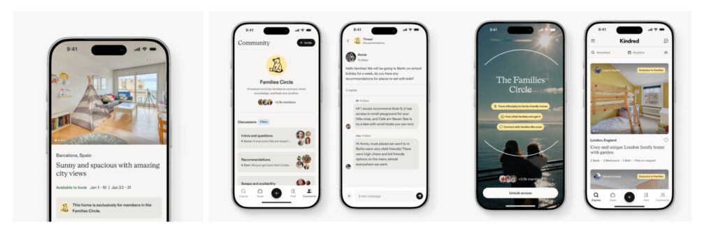 mobile phone screens with kindred app