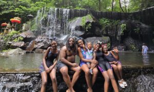 Family of 6 at the Goa Raja Waterfall