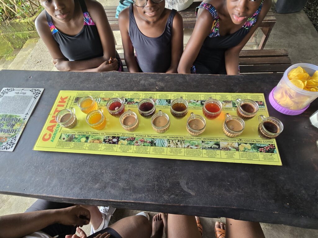 An assortment of coffees at a coffee plantation in Bali 